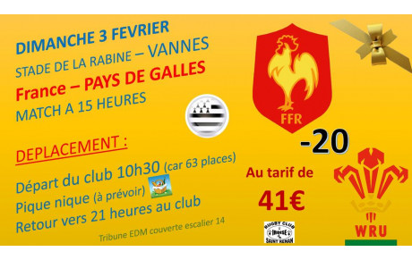 Match U20 France - Pays de Galles à Vannes